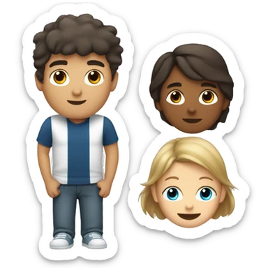 one white older brother with dark hair, one little brother with light hair one tanned sister with brown hair sticker