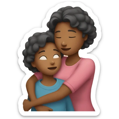 Mom and daughter hugging sticker