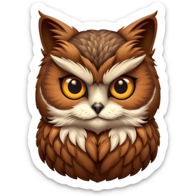 Brown cat head owl body sticker