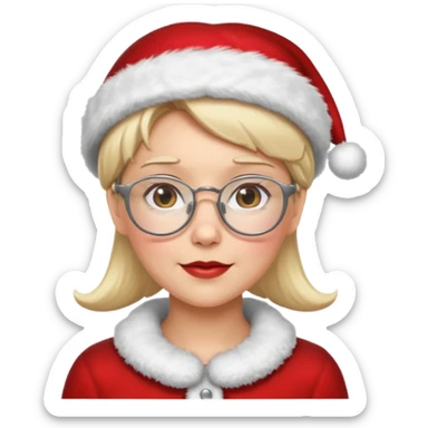 female Santa Claus with glasses with blond short hair sticker