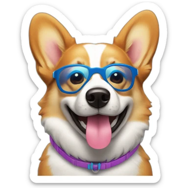 Corgi with swim shorts and a sumbrero sticker