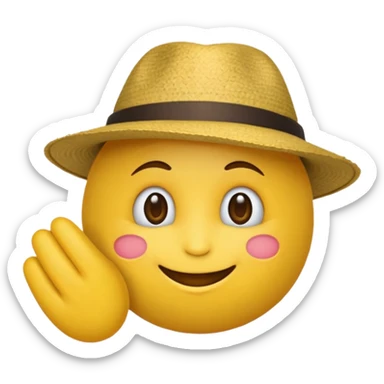 Un emoji rond jaune qui sourit avec un capeau de poète sticker