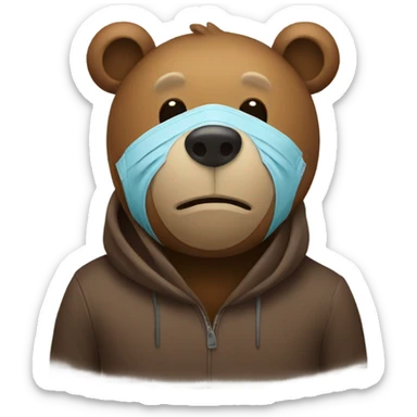 Bear with a face mask sticker