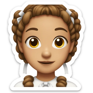 Girl with brown pigtails and white bows sticker