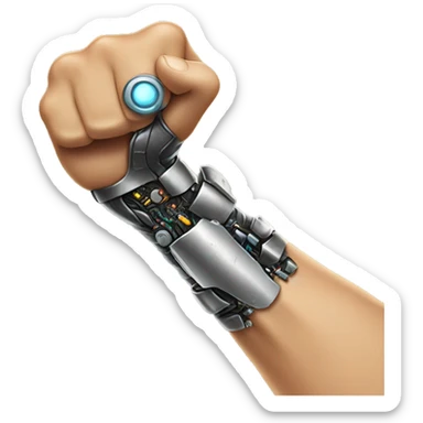 Flexing cyborg bicep and forearm with circuits and shocks sticker