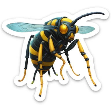 Scuba diving Wasp in subnautical style, oil paint, mysterious antennas, spectacular insect, intricate legs, masterpiece portrait , odd perspective, beautiful, desirable, logical sticker