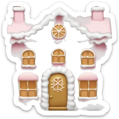 light pink and gold and white gingerbread house sticker