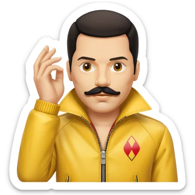 Freddie Mercury with mustache and yellow jacket sticker