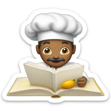 chef reading recipe book sticker