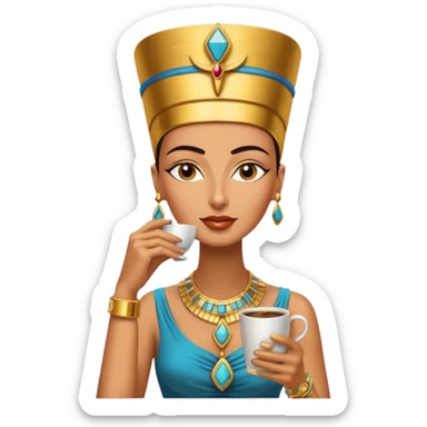 Nefertiti egypt woman drink coffee sticker