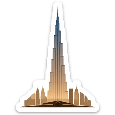 Burj Khalifa, beige silhouette, minimalism, with soft shadow, emoji style sticker