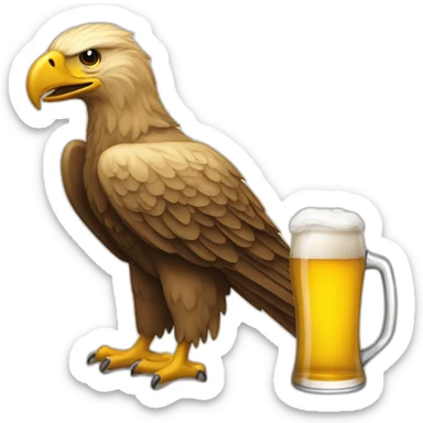 aguila bebiendo jarra cerveza sticker