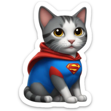 cat in a superman costume sticker