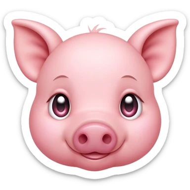 Cinematic Cute Piglet Portrait Emoji, Head tilted playfully and inquisitively, featuring a delicate rosy-pink hide with an adorably tiny snout and subtle sheen, round, sparkling beady eyes filled with boundless curiosity, Simplified yet irresistibly adorable features, highly detailed, glowing with a warm, friendly glow, high shine, affectionate and spirited, stylized with a touch of whimsical charm, bright and endearing, soft glowing outline, capturing the essence of a mischievous yet loving piglet, so playful it feels like it could nibble out of the screen and into your arms! sticker