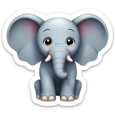 Round circle elephant with wings cute and cartoon sticker