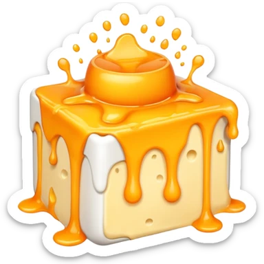 gooey cheese melting in a white box sticker