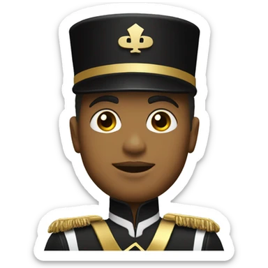 A marching band drum major in a black and gold uniform  sticker