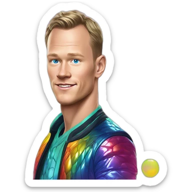 Fancy disco futuristic Jonathan Toews in rainbow bubble sticker