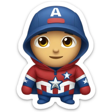 Captan America wears a Sweatshirt with the word Sude on it sticker