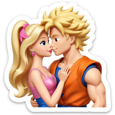 Barbie doll kisses Goku  sticker