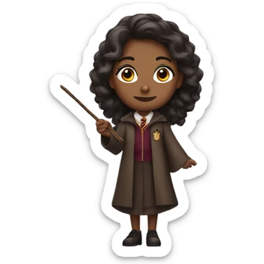 Brown-skinned women with Harry Potter outfit wand sticker