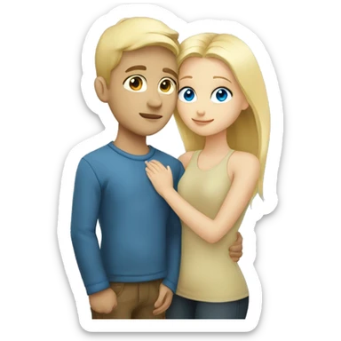 blonde girl cuddling with blonde boy blue eyed sticker