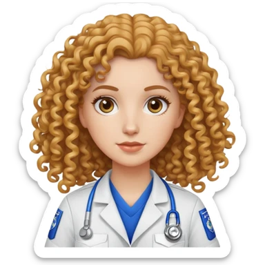 White girl curly hair EMT sticker