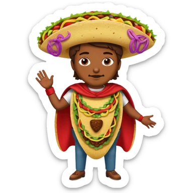 a hero who wear Taco costume  sticker