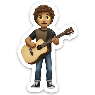 Brown haired college guy with guitar and surf board sticker
