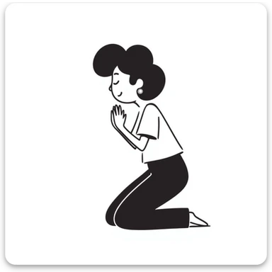 hand-drawn doodle of a person praying sticker