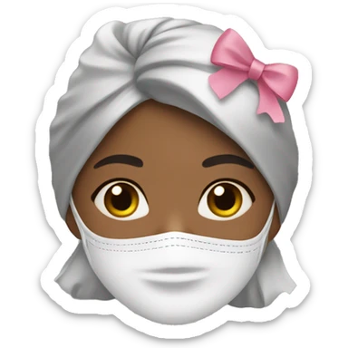 Girl with bows and face sheet mask sticker