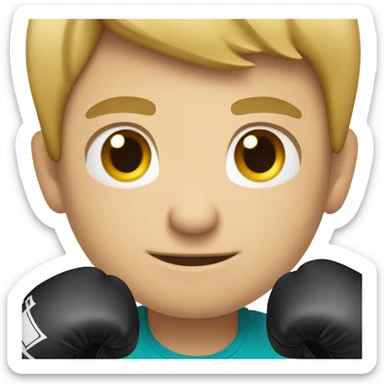 single caucasian boy in boxing gloves sticker