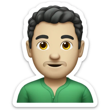 White Man with dark hair in Green pyjamas  sticker