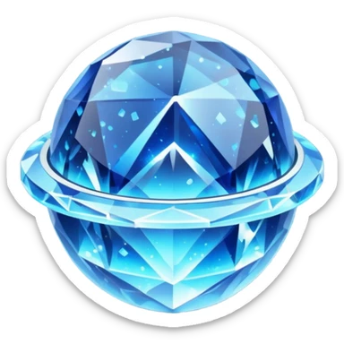 blue planet, Crystal Planet, surface covered in glowing crystals, have ring sticker