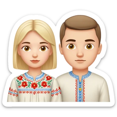 A Ukrainian girl in an embroidered shirt and a Ukrainian boy in an embroidered shirt sticker