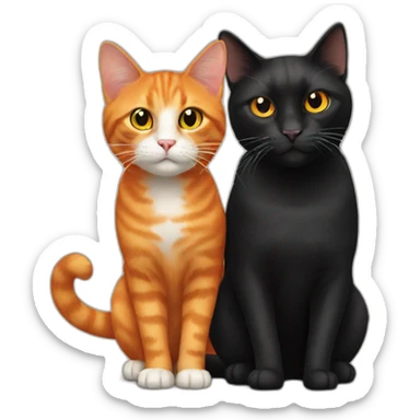 orange cat and black cat sticker