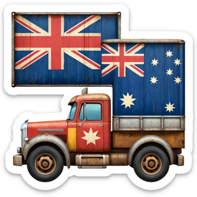 Old Mack truck with Australian flag  on door sticker
