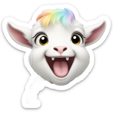 Pastel rainbow baby goat who is laughing  sticker