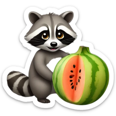 Racoon with 2 melon sticker