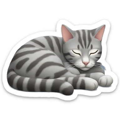 gray tabby cat sleeping sticker