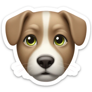 3 colors , pink nose with black spot, short hair, light brown spot on nose, light green eyes  sticker