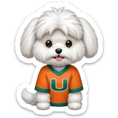Maltese in a Miami hurricanes jersey sticker