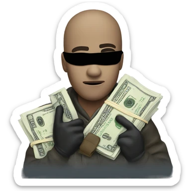 robber with bag of cash sticker