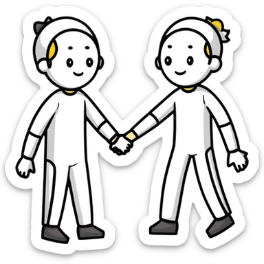 anxious and avoidant attachment styles finding middle ground during conflict, one person taking a pause but holding hands to show connection, the other respecting need for processing time sticker