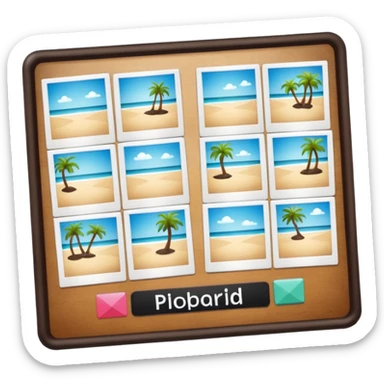 board with 8 polaroid photo sticker