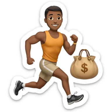 Black Man running with moneybag 💰 sticker