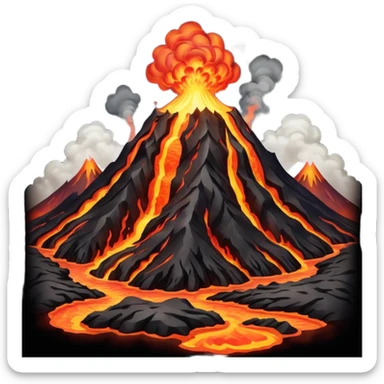 Volcano Planet, lava rivers and erupting peaks.
 sticker