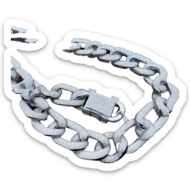 iced out bling cuban link chain silver sticker
