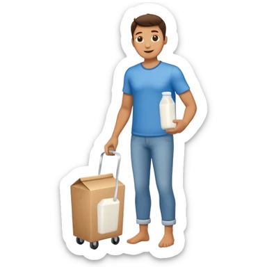 man full body buying a milk sticker