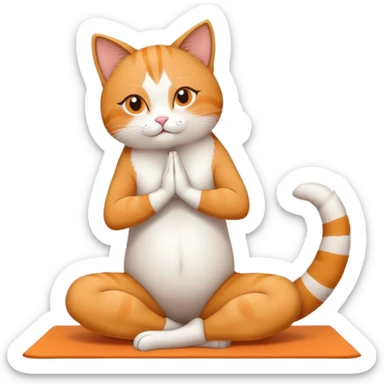 cat doing yoga camel pose with arched back sticker